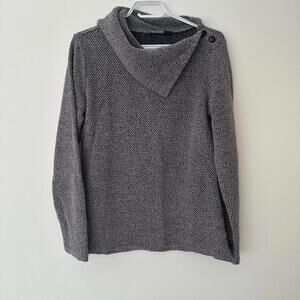 MERRELL Women Cotton Blend Grey Sweater Button Neck, sz M